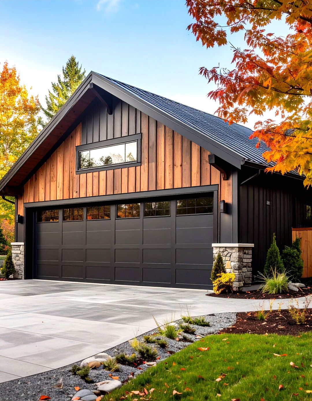 Black Garage Wrapped in Architectural Metal Siding - 25 black garage ideas