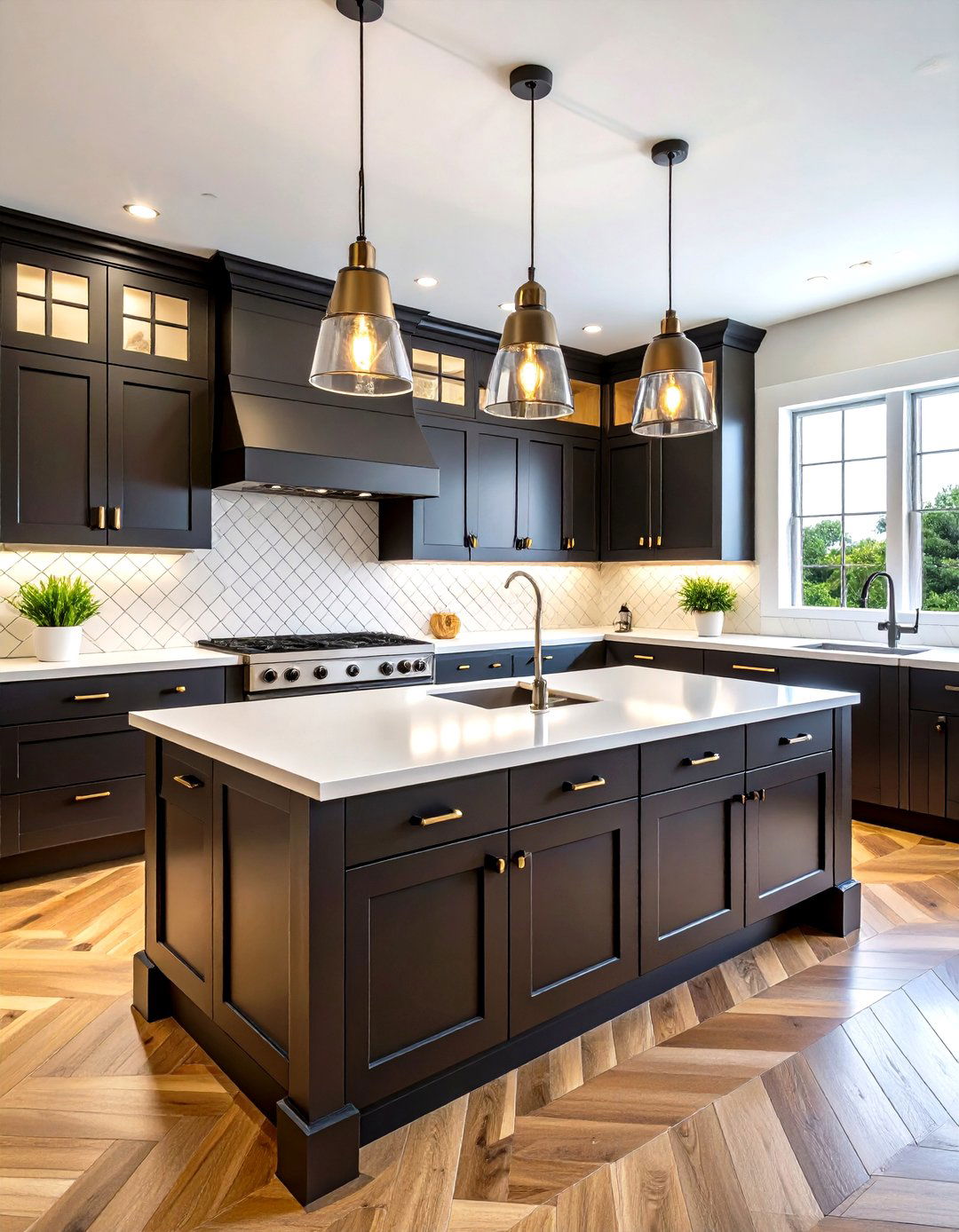 Black Kitchen Cabinets White Countertops and Subway Tile Backsplash - 25 black kitchen cabinets with white countertops