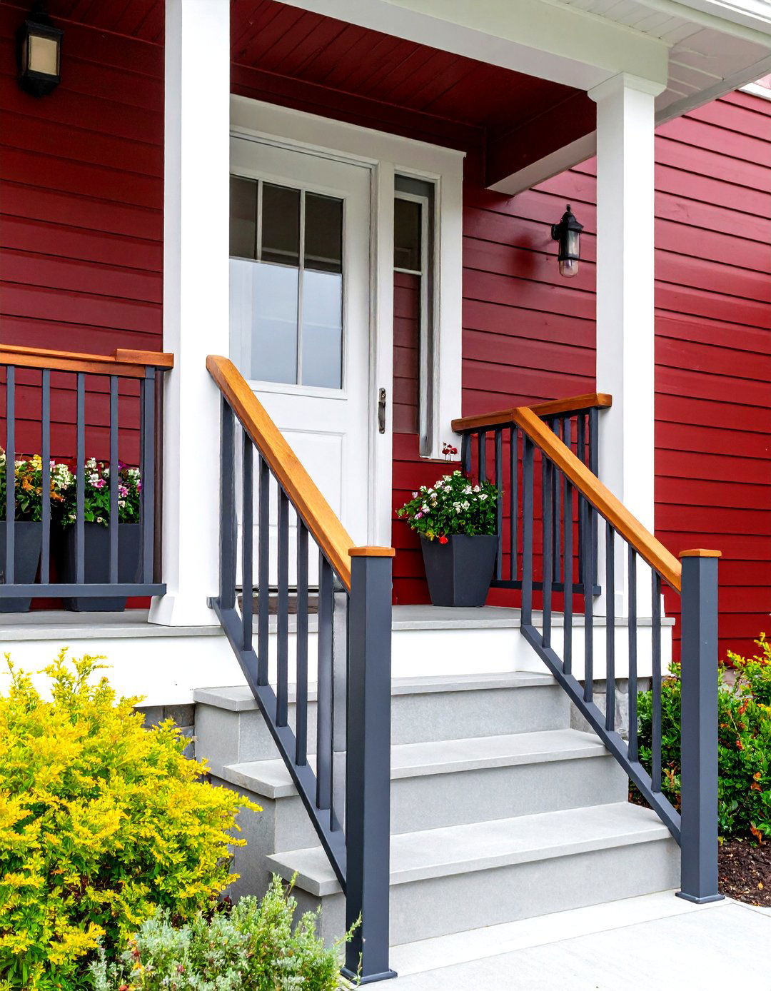 Black Metal Railings Echo Window Frames - 25 dark red house exterior ideas