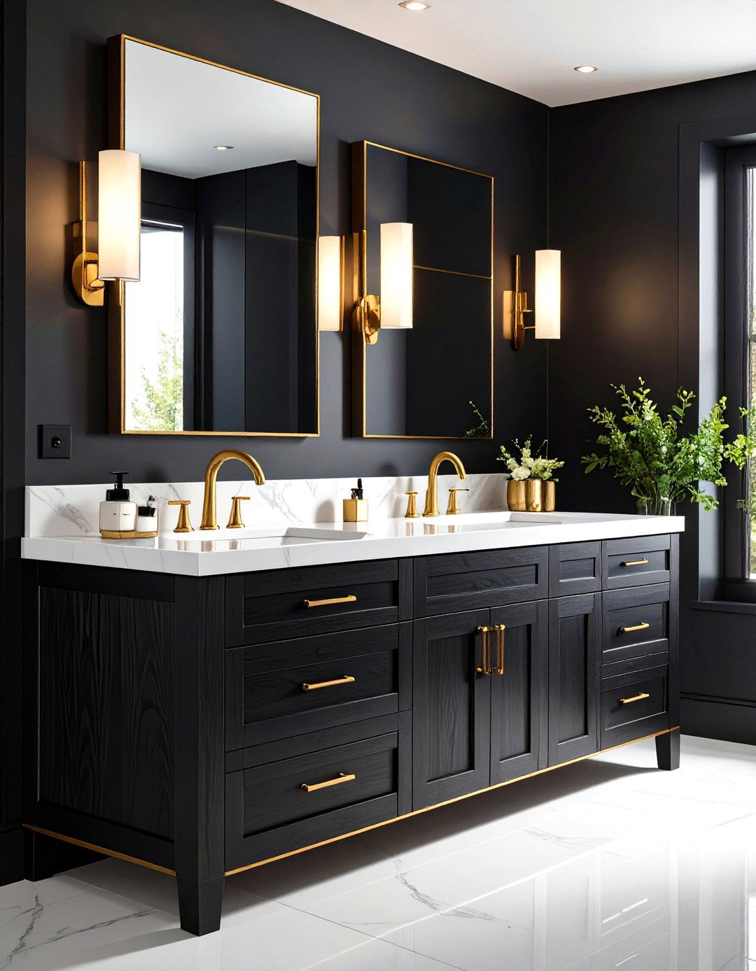 Black Stained Oak Wood Bathroom Vanity Makes a Bold Statement - 25 Wood Bathroom Vanity Ideas