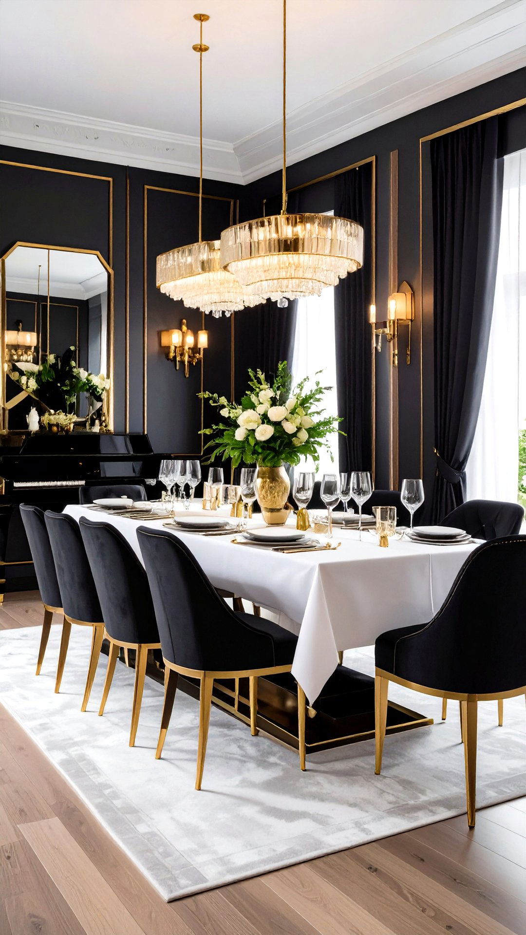 Black and Gold Art Deco Dining Room for Dramatic Impact - 25 art deco dining room ideas