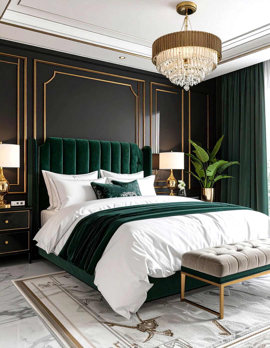 Black and Gold Drama Defining an Art Deco Bedroom - 25 art deco bedroom ideas