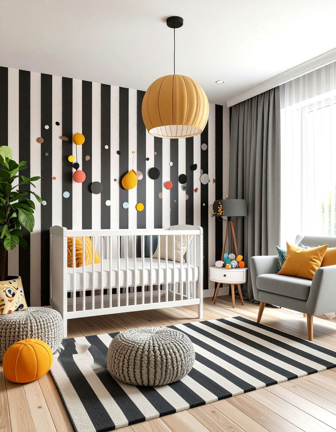 Black and White Graphic Wallpaper Accent Wall - 25 nursery accent wall ideas