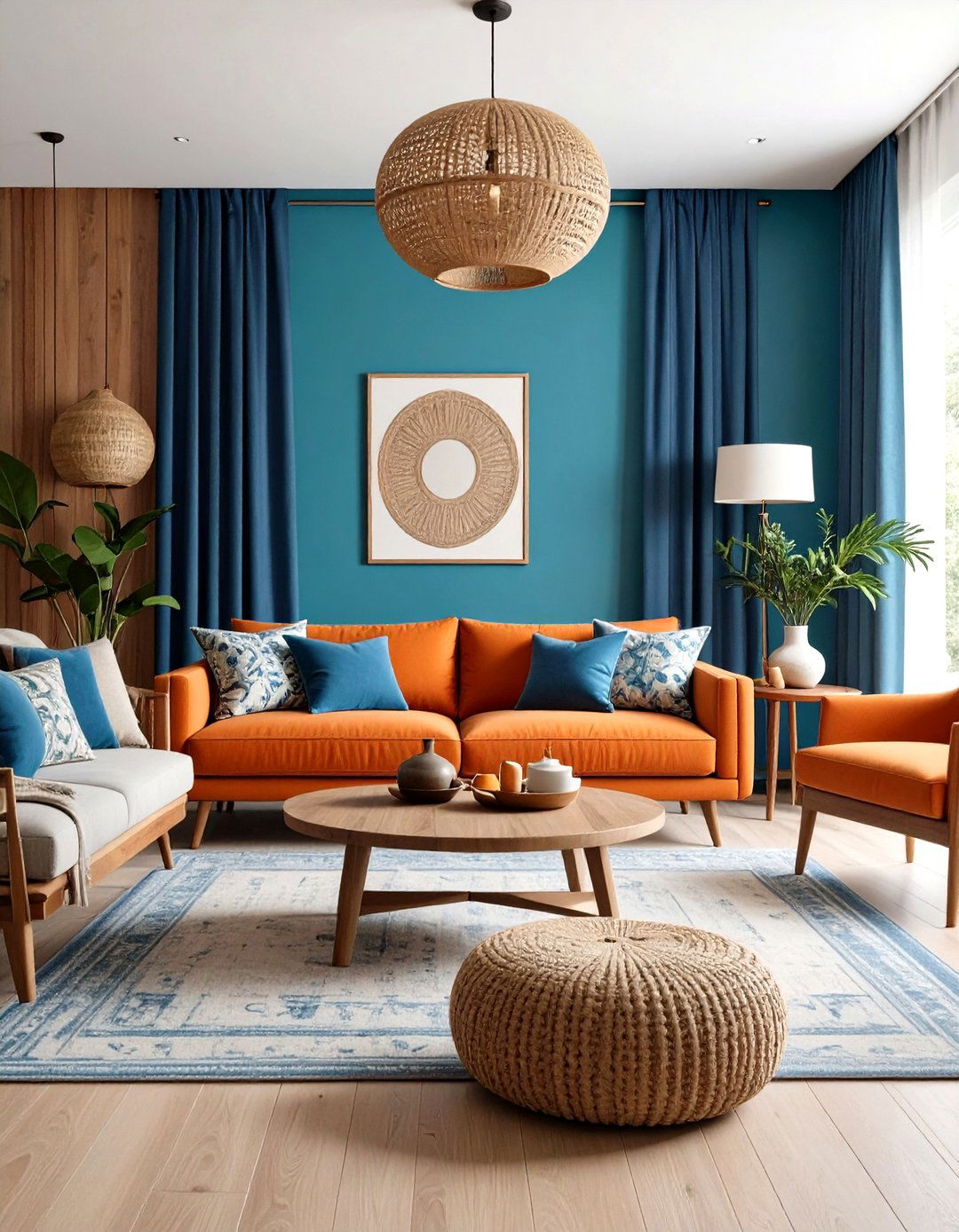 Blue and Orange Living Room for Designer Contrast - 25 orange room ideas