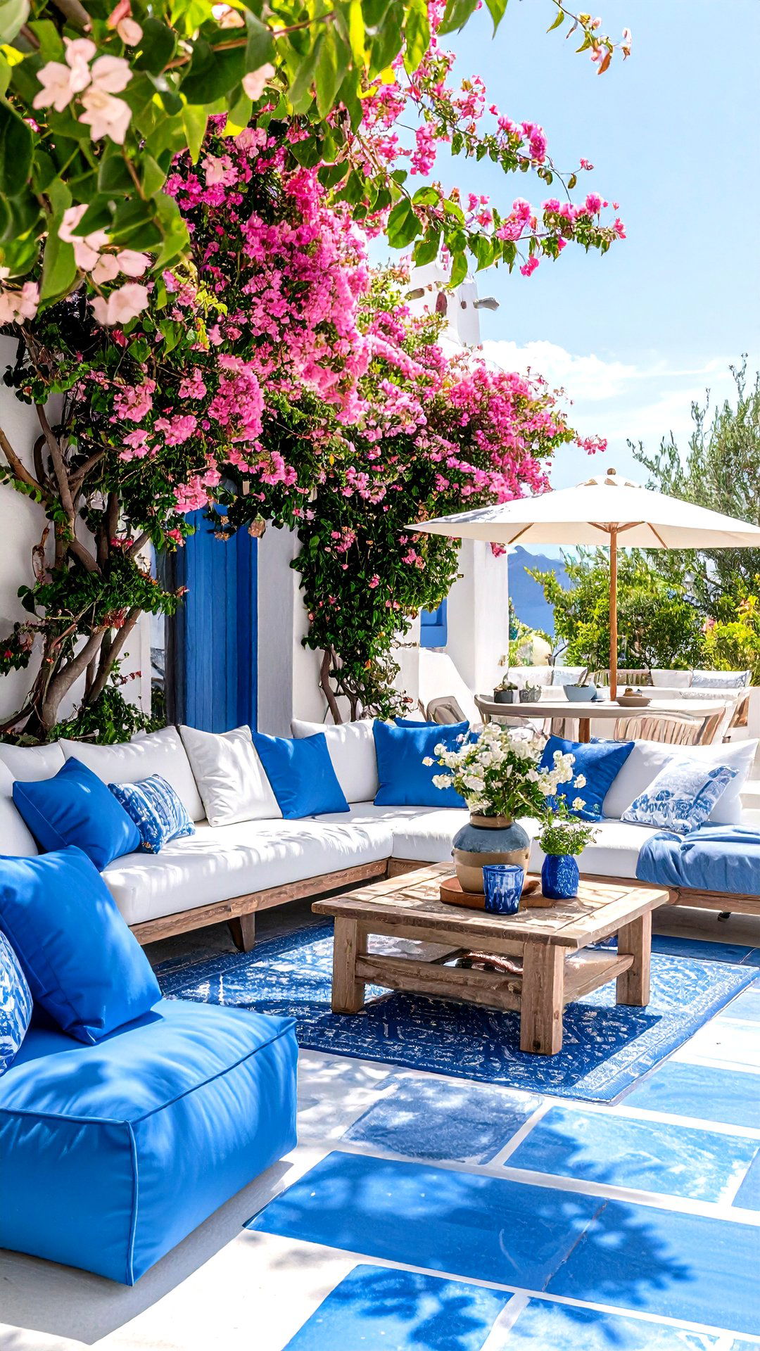 Blue and White Accent Palette to Echo the Aegean - 25 greek garden ideas