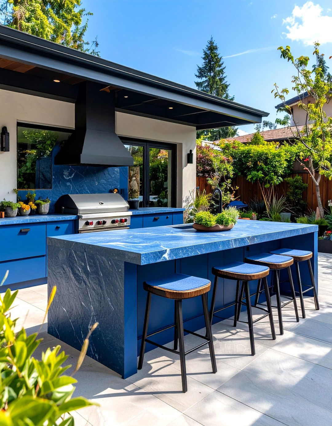 Bluestone Countertop Evoking Natural Patios - 25 outdoor kitchen countertop ideas