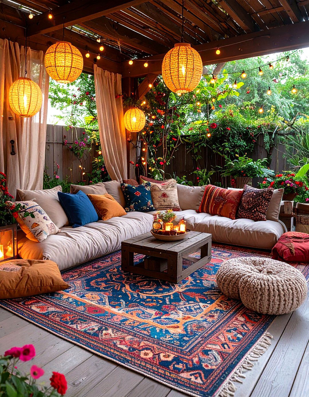 Bohemian Floor Cushion Reading Nook - 25 outdoor reading nook ideas