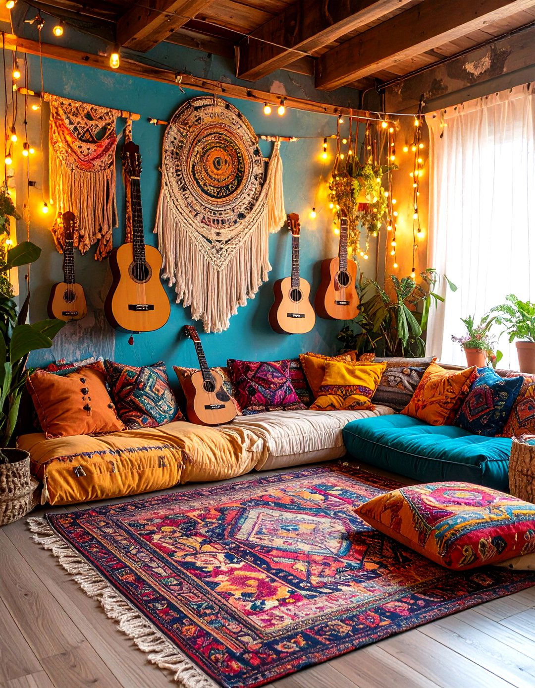 Bohemian Instrument Wall Display Music Room - 25 music room ideas