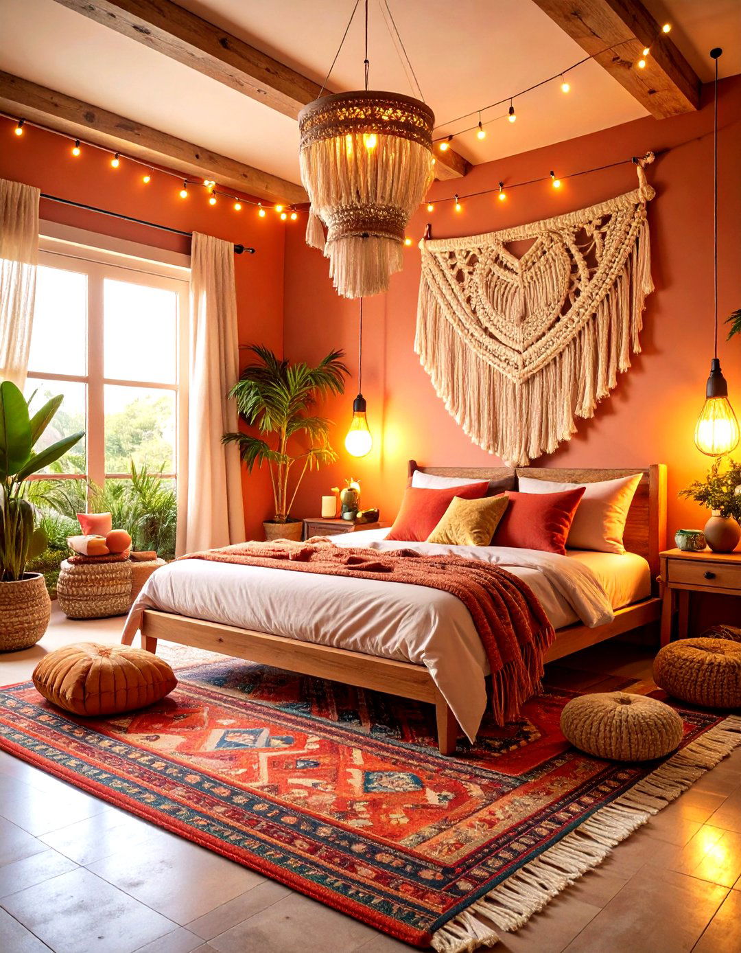 Bohemian Terracotta Bedroom With Macrame Accents - 25 Terracotta Bedroom Ideas