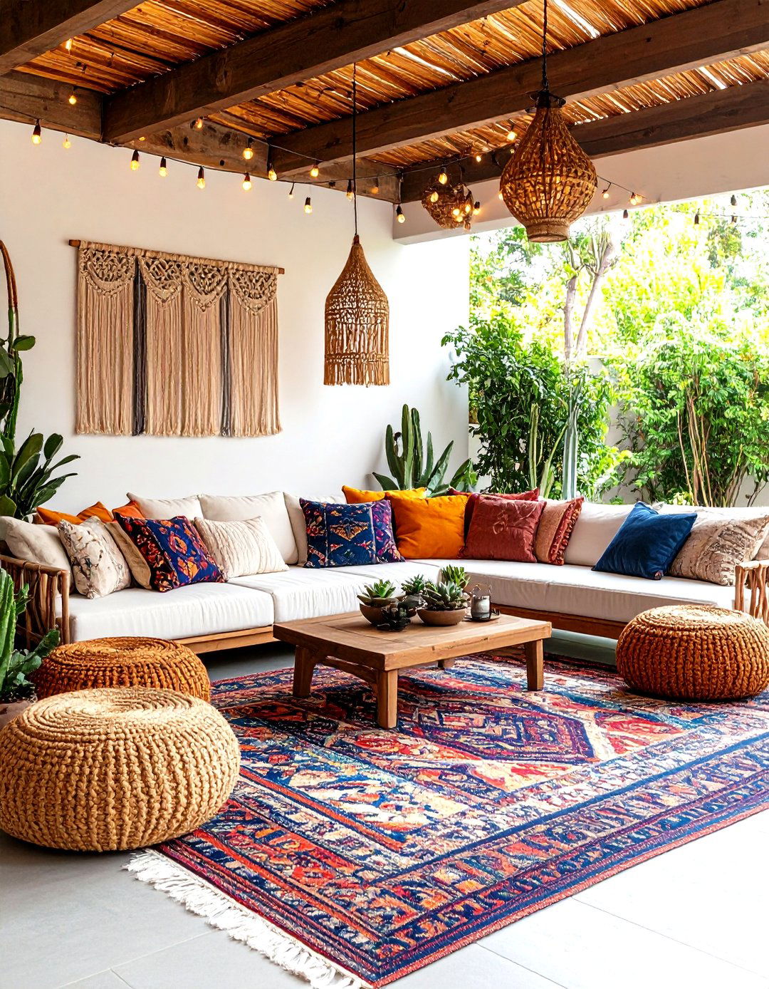 Boho Chic Lanai Draped in Textiles - 25 lanai porch & patio designs