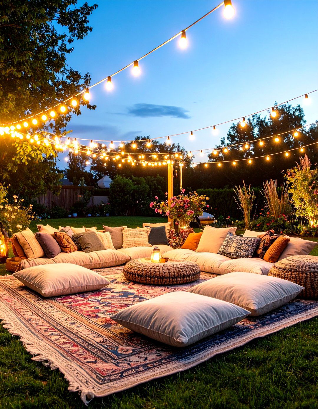 Boho Floor Cushion Outdoor Seating for Laid Back Lounging - 25 outdoor seating ideas