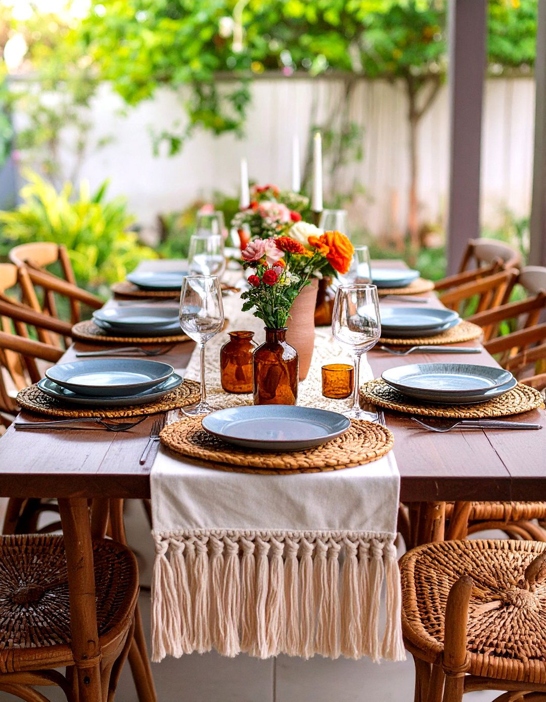 Boho Rattan Dining Table Styling