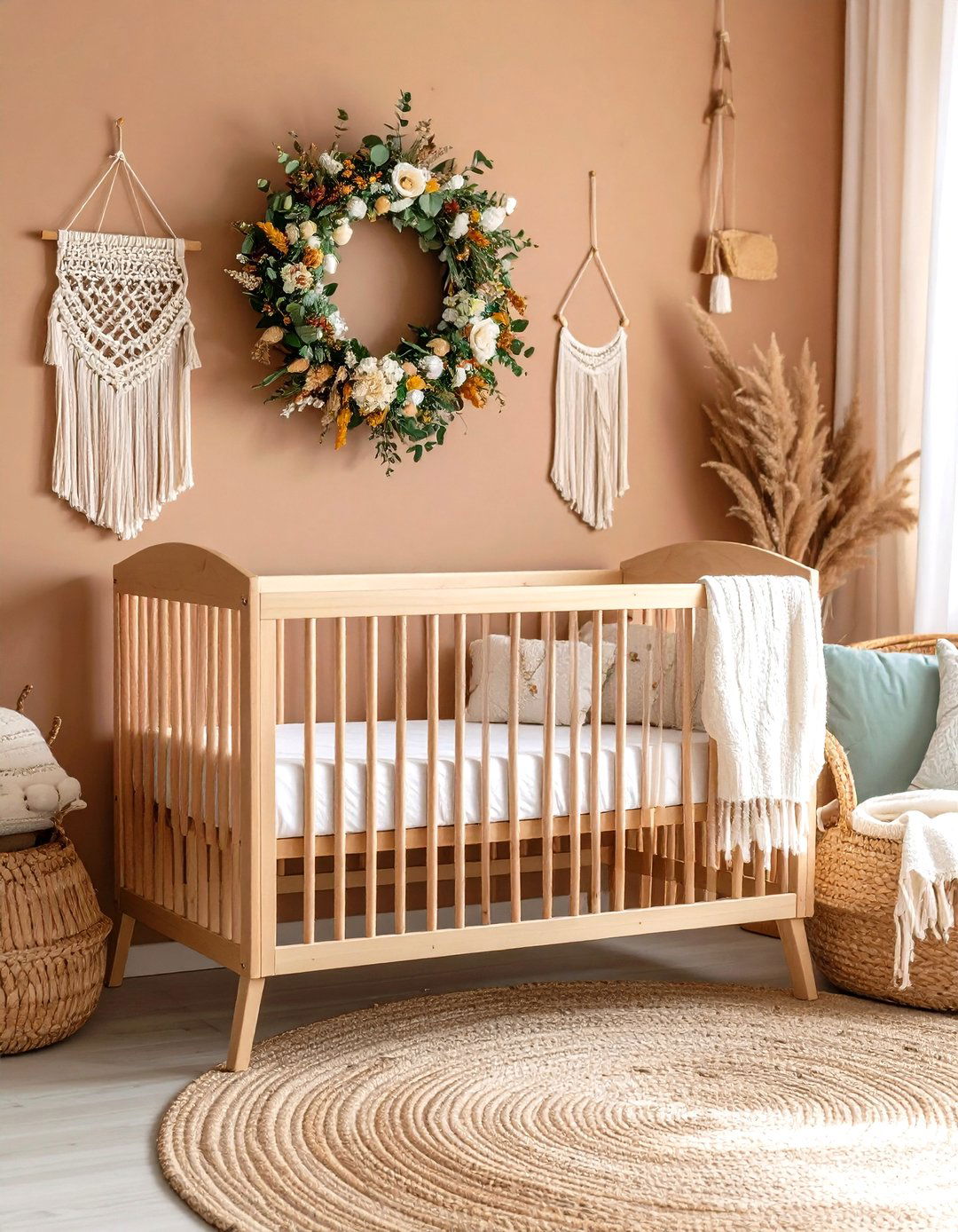 Boho Style Dried Flower Accent Wall - 25 nursery accent wall ideas