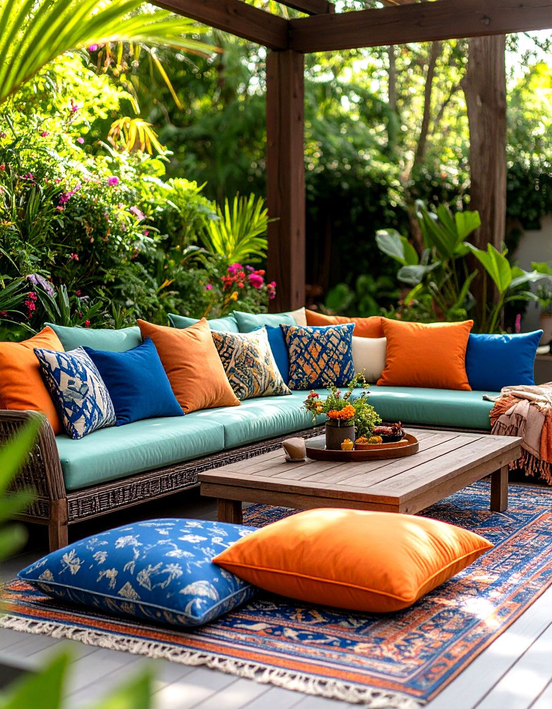 Bold Accessories Refresh the Outdoor Living Room Seasonally - 25 outdoor living room ideas