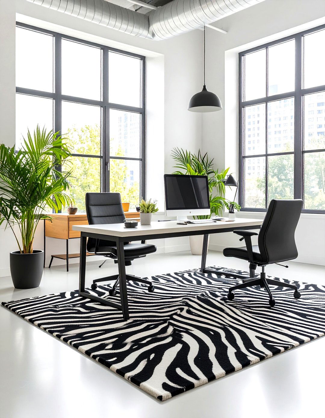 Bold Animal Print Rug for Statement Accent - 25 office rug ideas