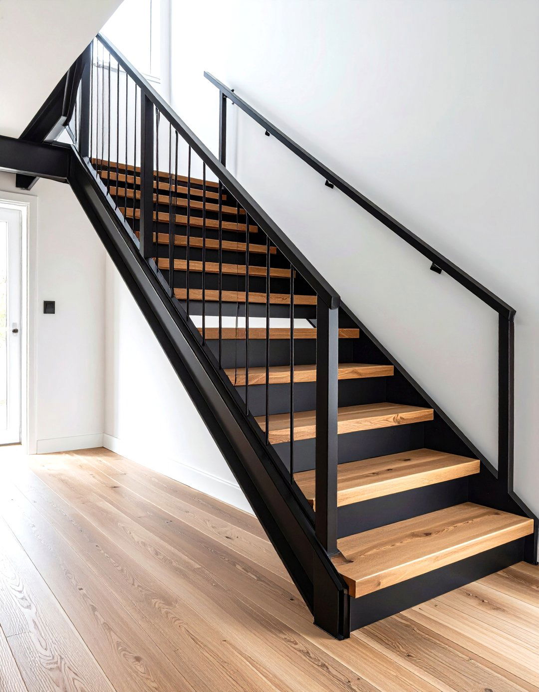 Bold Black and Oak Contrast - 25 open staircase ideas