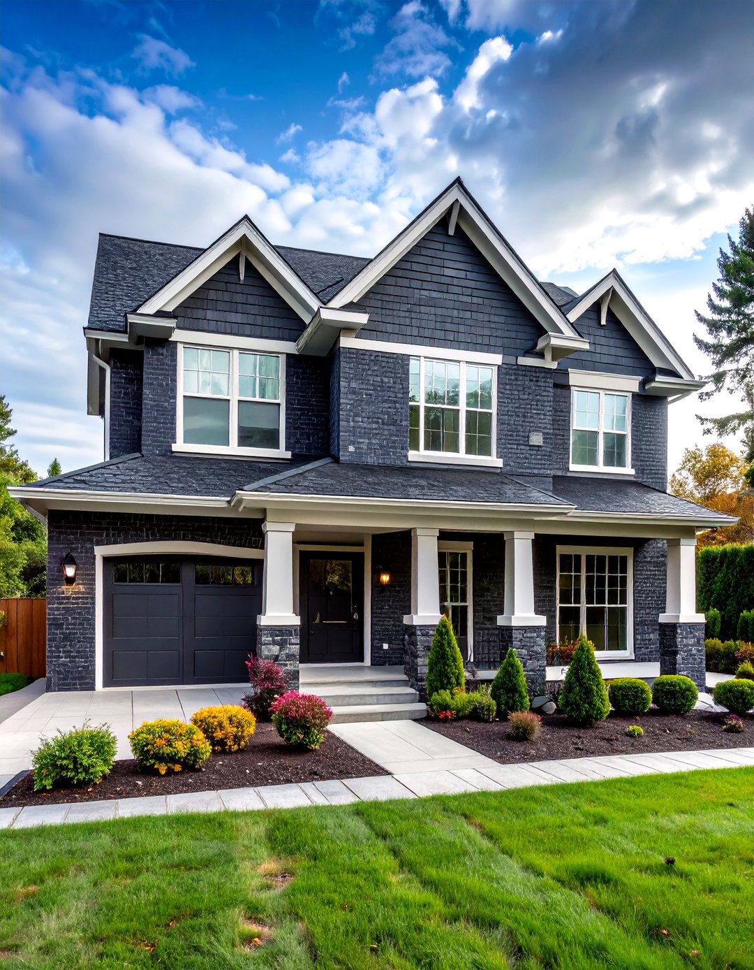 Bold Charcoal Painted Brick House - 25 painted brick houses