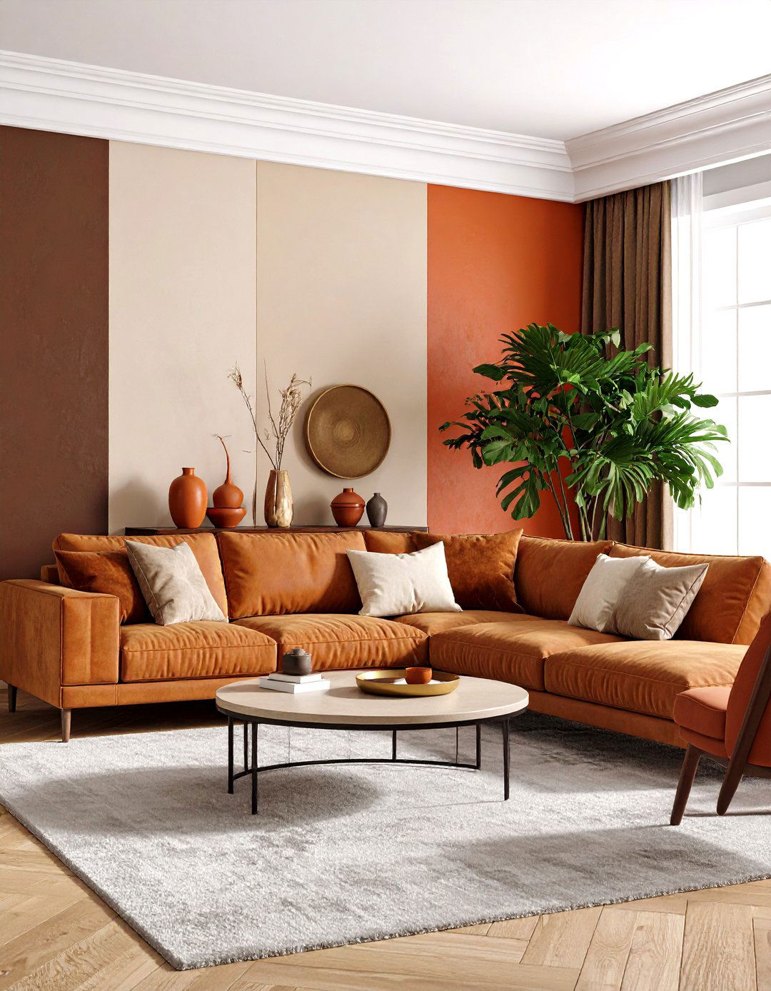 Bold Color Blocked Walls Transforming a s Living Room - 25 70s living room ideas