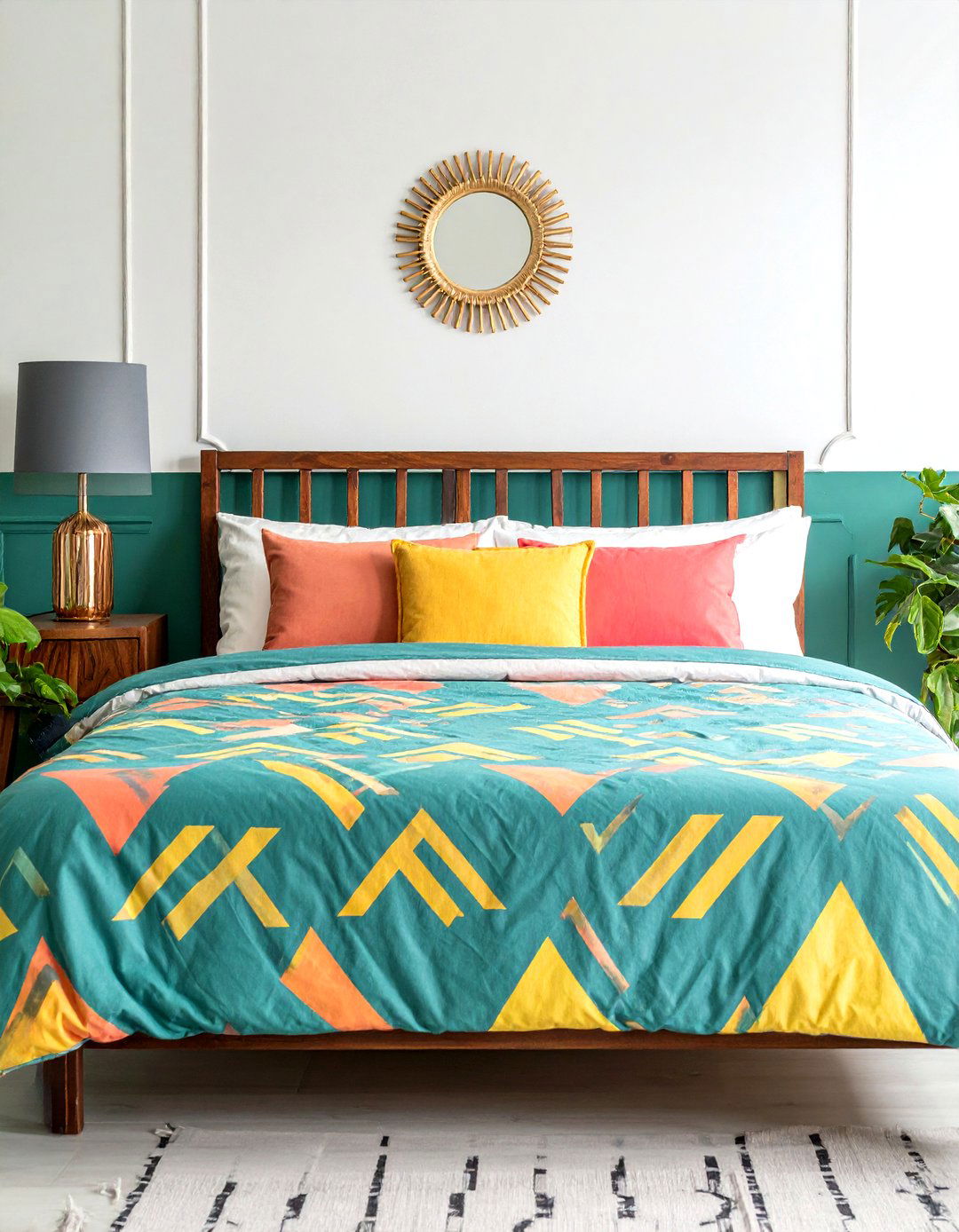 Bold Geometric Bedding for a s Bedroom - 25 90s bedroom decor ideas