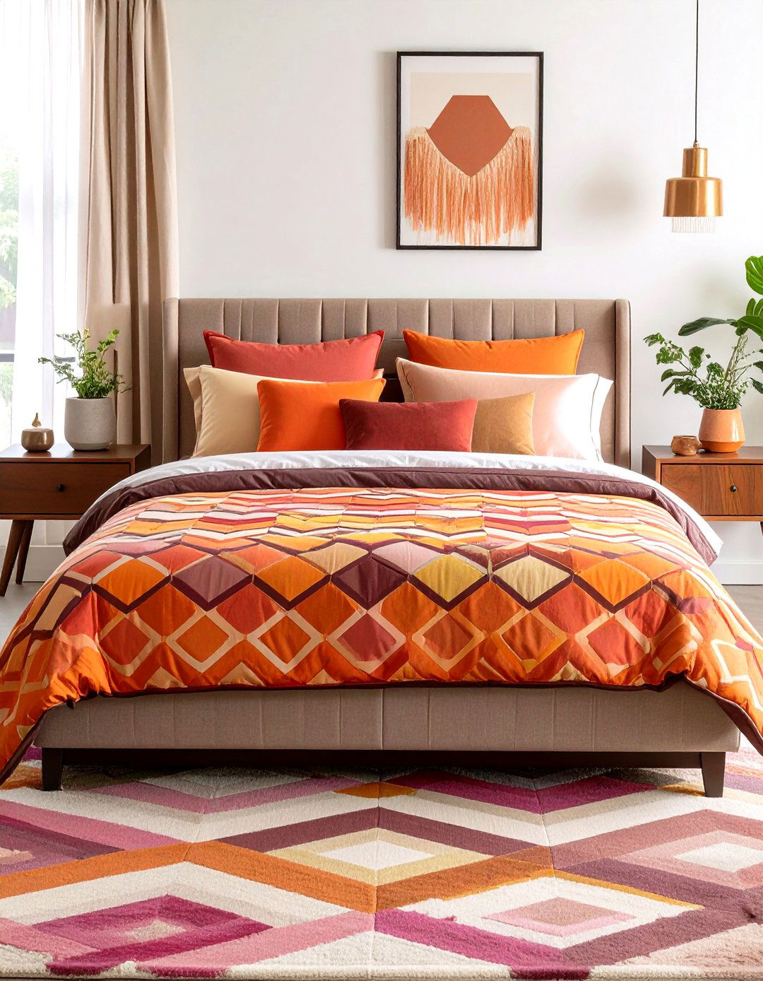 Bold Geometric Bedspreads Set the Rhythm - 25 70s bedroom decor ideas