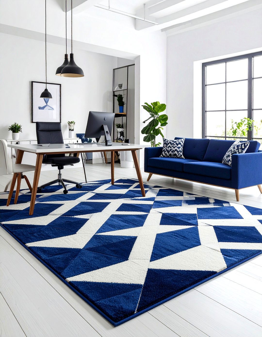Bold Geometric Pattern Rug for a Modern Office - 25 office rug ideas