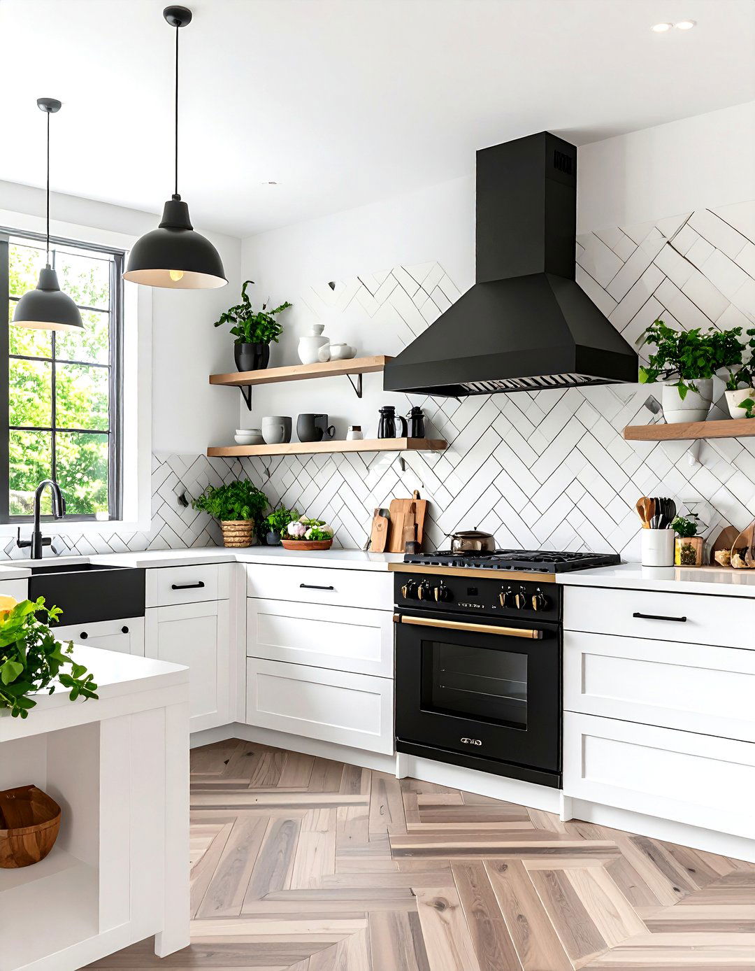 Bold Graphic Backsplash Steals the Spotlight - 25 black and white kitchen ideas
