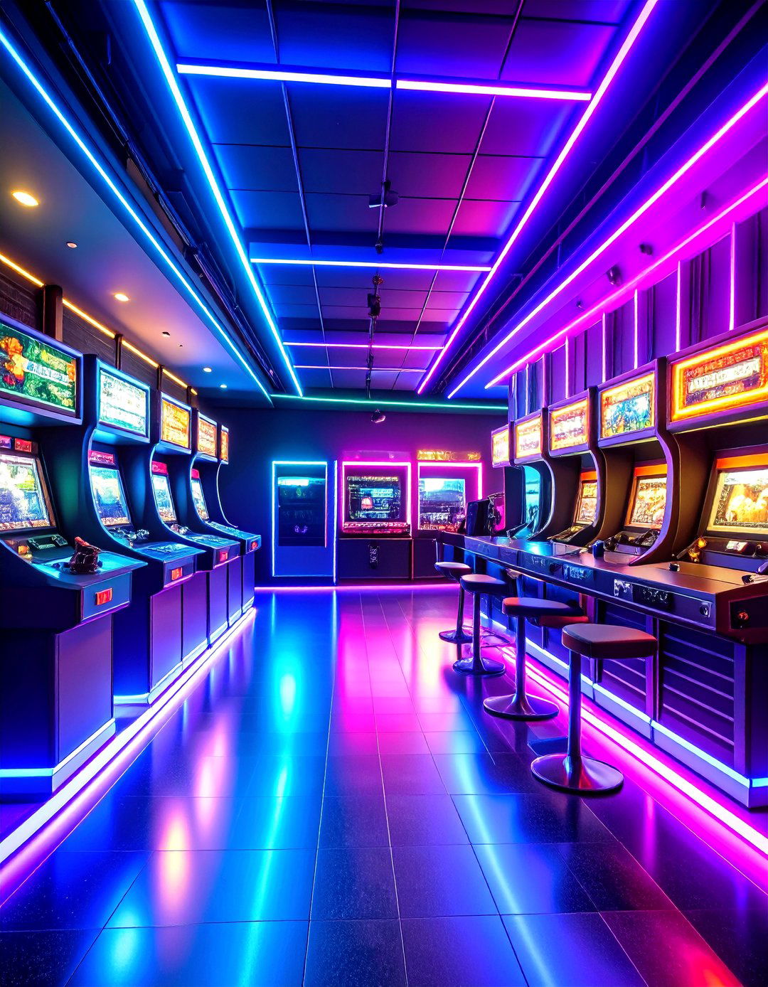 Bold Neon Splash Arcade Room Color Burst - 25 arcade room ideas
