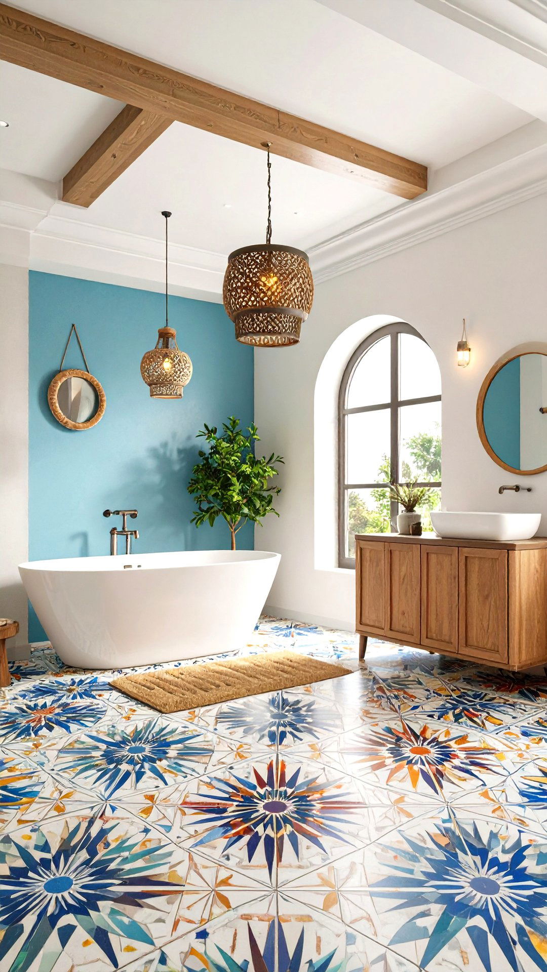 Bold Patterned Bathroom Floor Tiles - 25 aesthetic bathroom ideas