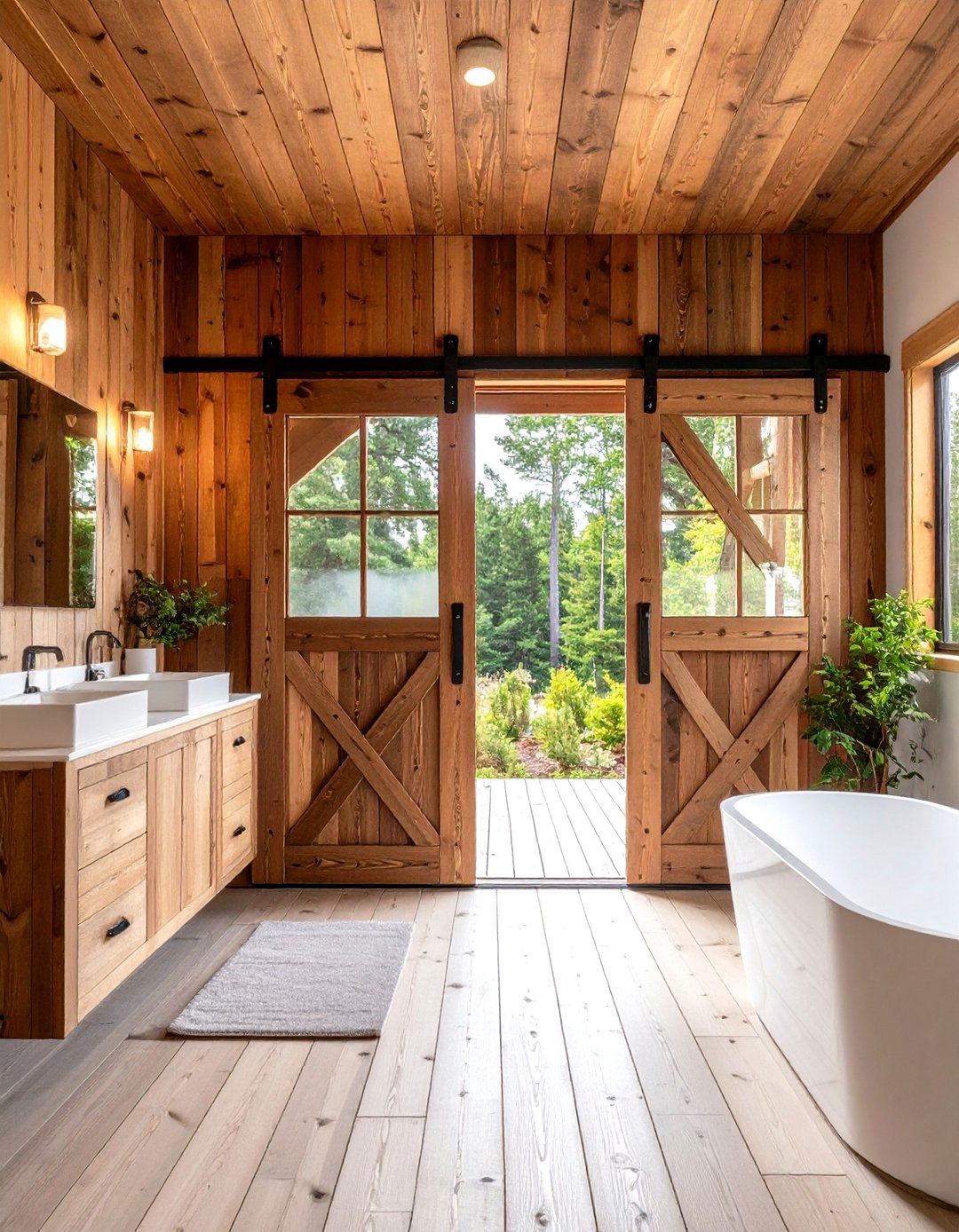Bold Sliding Entry Doors Define the Barndominium Bathroom - 25 barndominium bathroom ideas