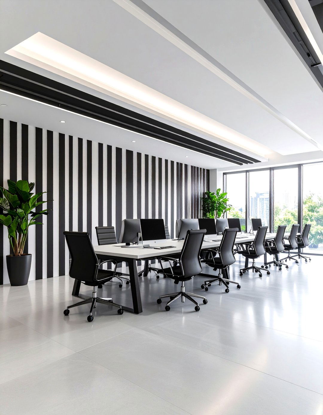 Bold Vertical Stripes - 25 office accent wall ideas