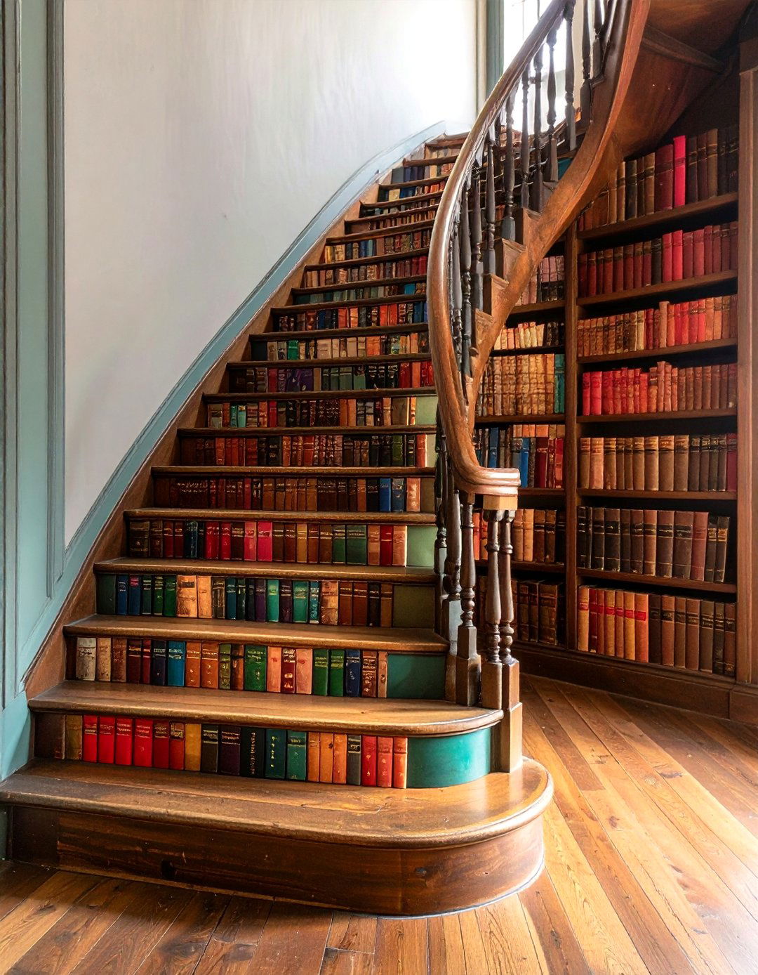 Book Spine Painted Stairs for Literary Lovers - 25 painted stair ideas