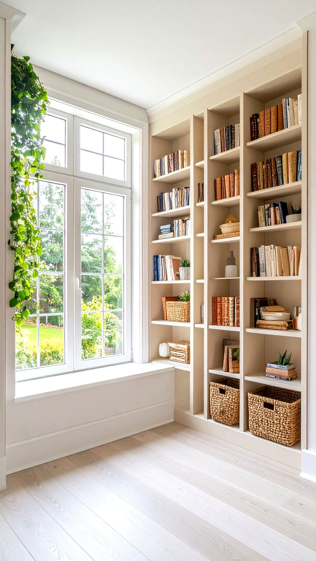 Bookcase Framing a Central Picture Window - 25 bookcases around window design ideas