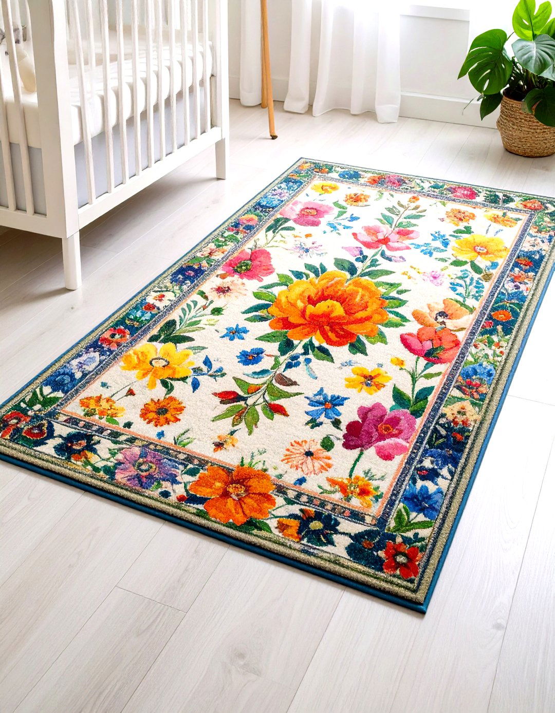 Botanical Area Rug Grounds the Nursery - 25 floral nursery ideas