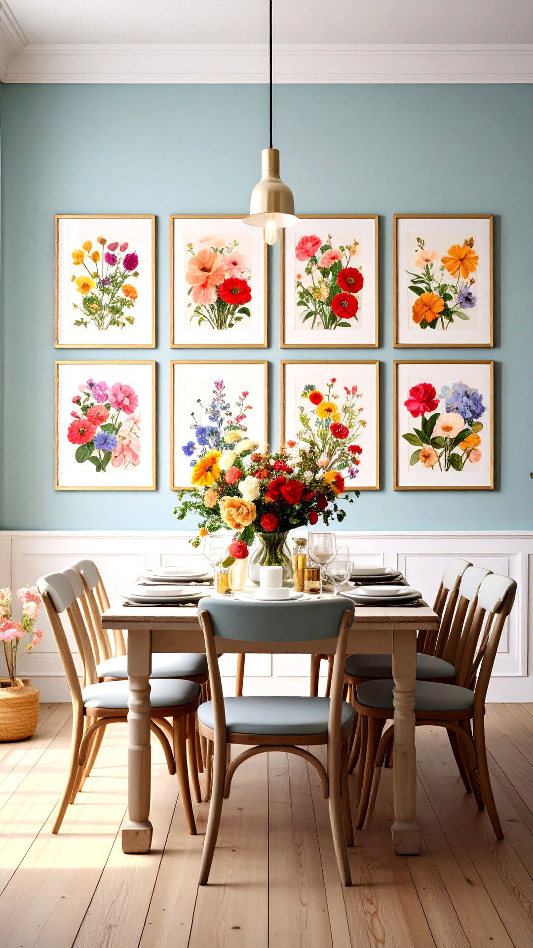Botanical Gallery Walls Enliven a Cottage Dining Room - 25 cottage dining room ideas