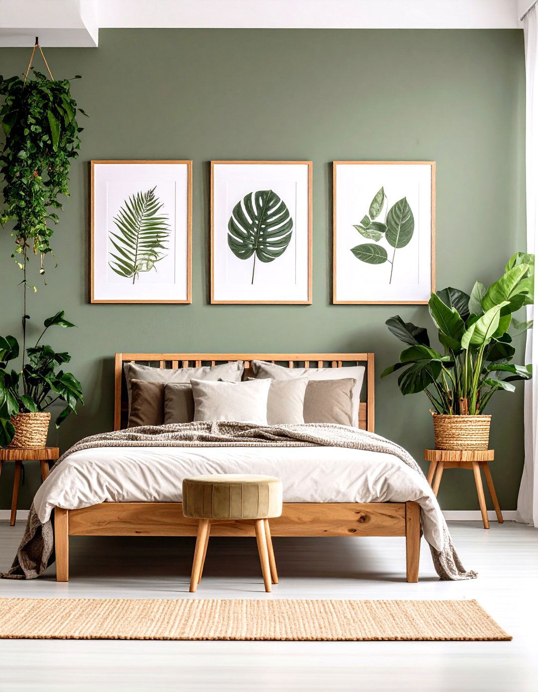 Botanical Patterns against Olive Green - 25 olive green bedroom ideas
