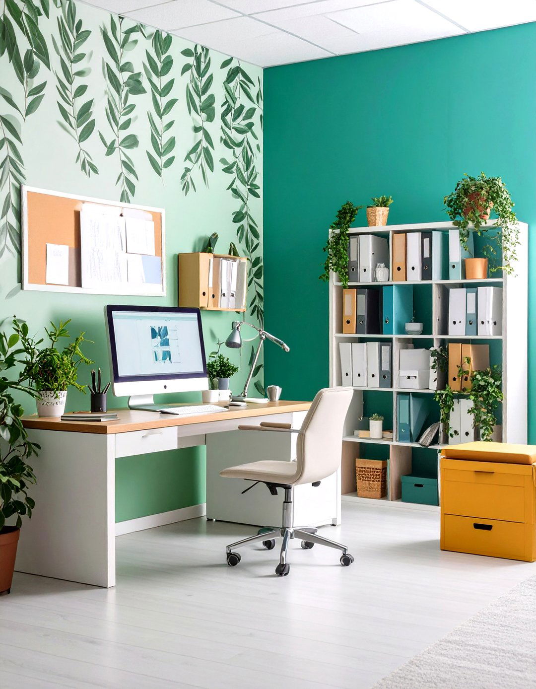 Botanical Peel and Stick Office Wallpaper for Renters - 25 office wallpaper ideas