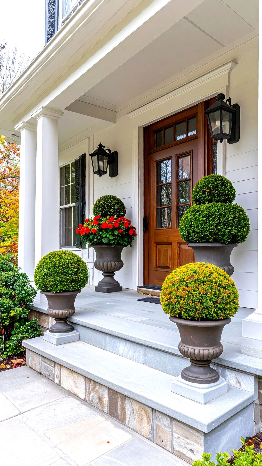 Boxwood Topiary Planters Supply Year Round Green - 25 colonial front porch ideas