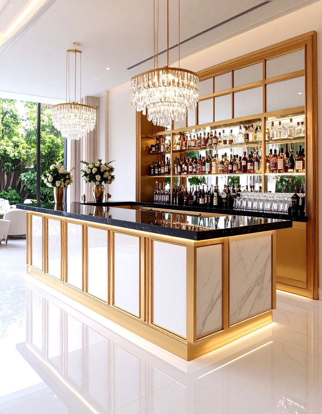 Brass and Mirror Custom Bar Becomes Functional Art - 25 art deco wedding ideas