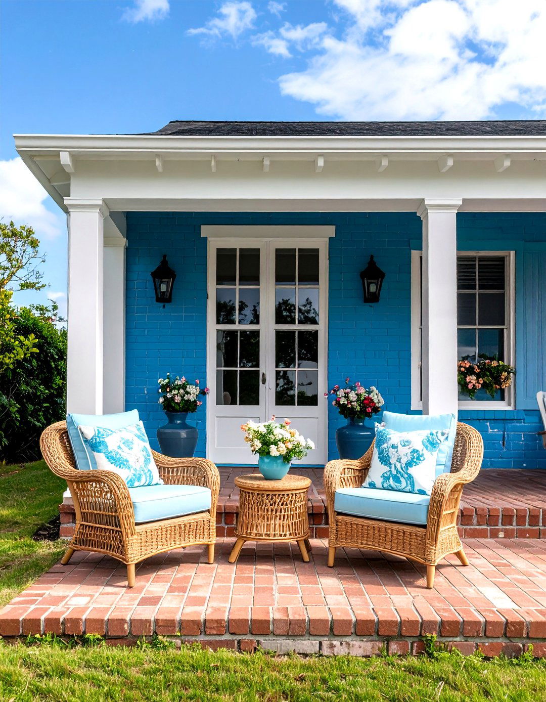 Breezy Sky Blue Exterior Brick Paint Color Upward - 25 exterior brick paint color ideas