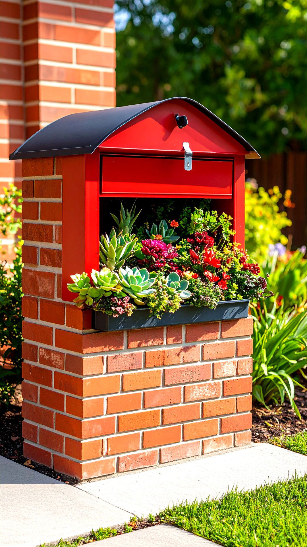 Brick Mailbox with Built In Planter Box - 25 brick mailbox ideas
