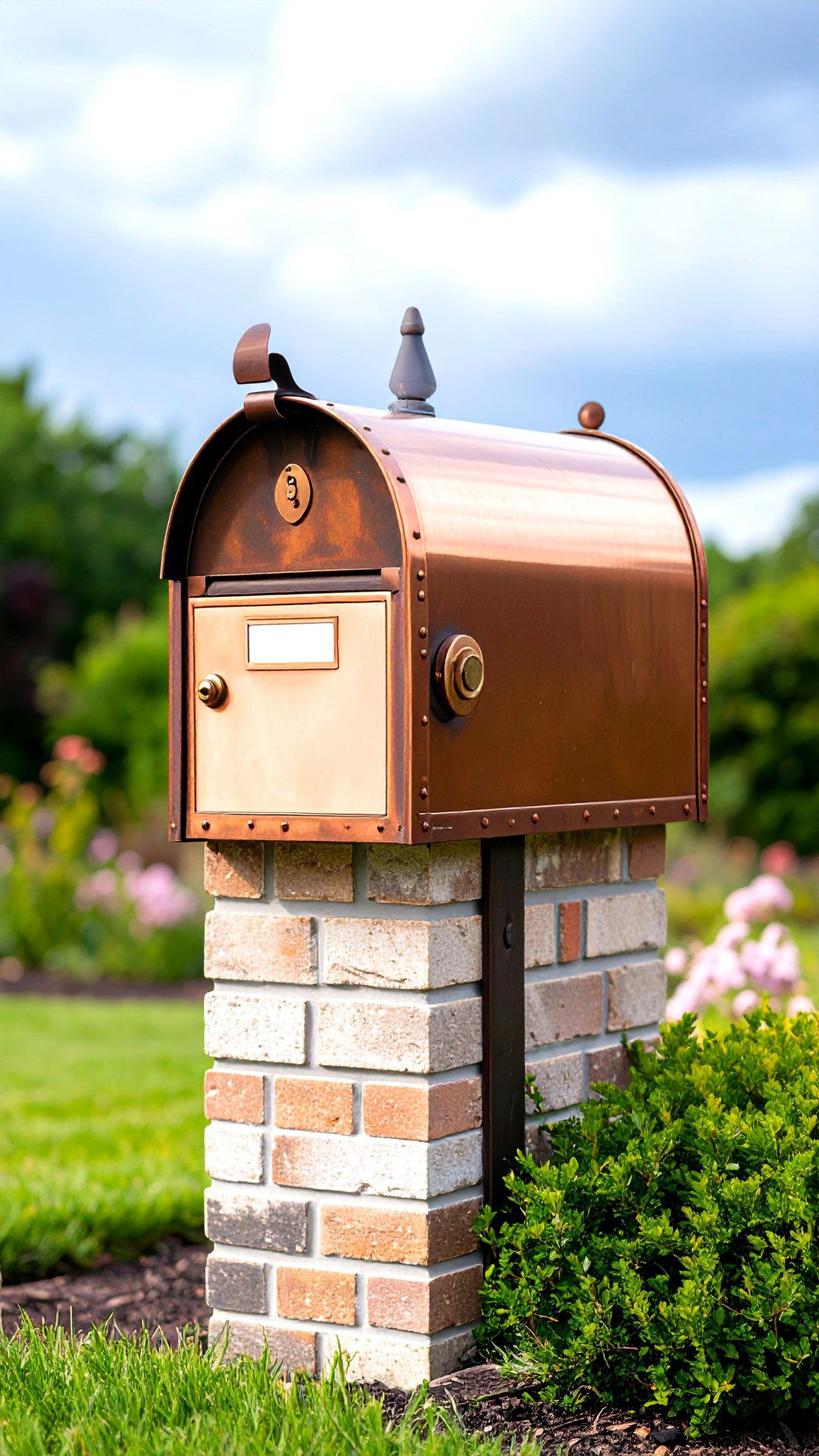 Brick Mailbox with Copper Roof and Patina - 25 brick mailbox ideas