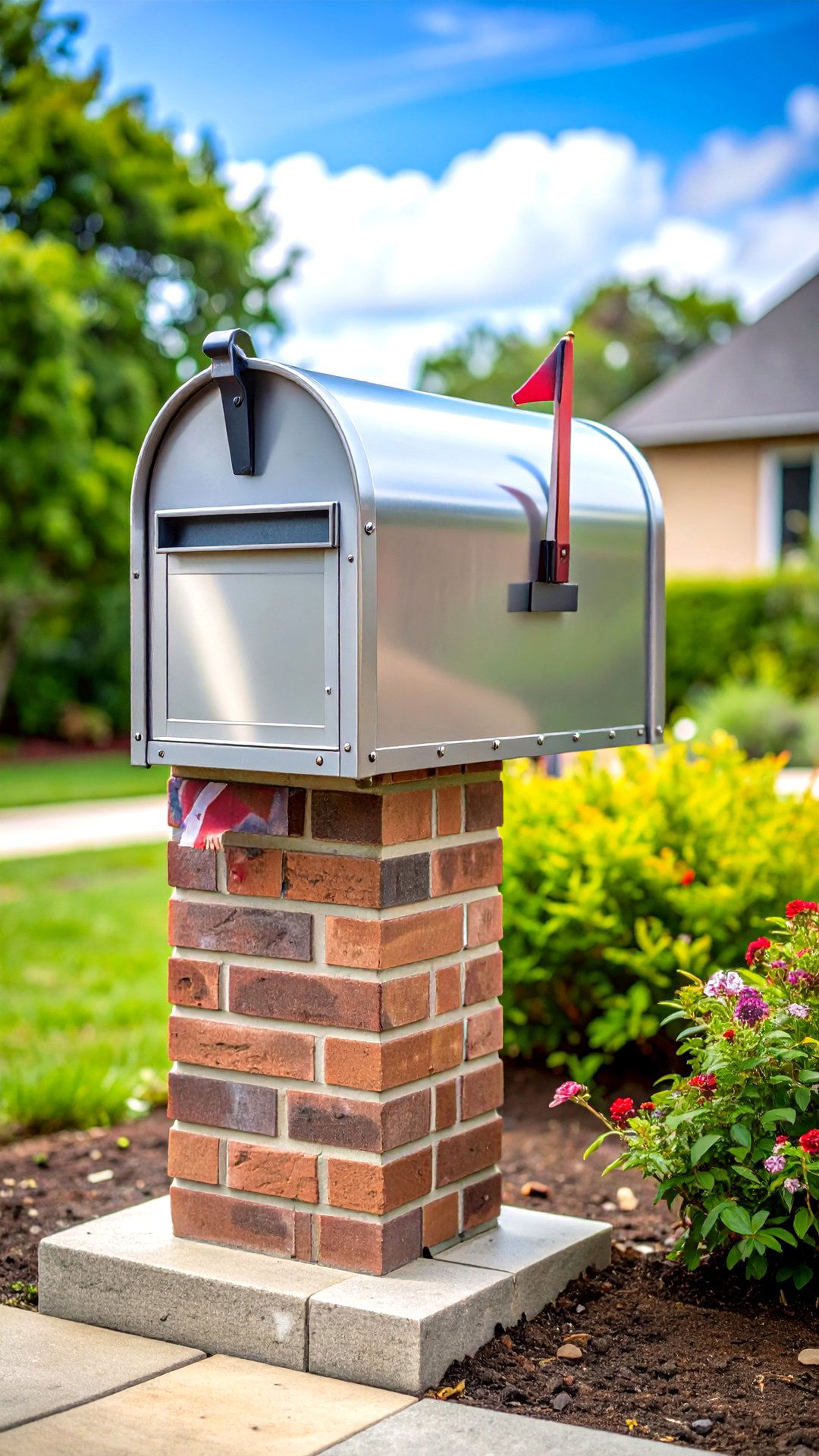 Brick Mailbox with Stainless Steel Mail Slot - 25 brick mailbox ideas