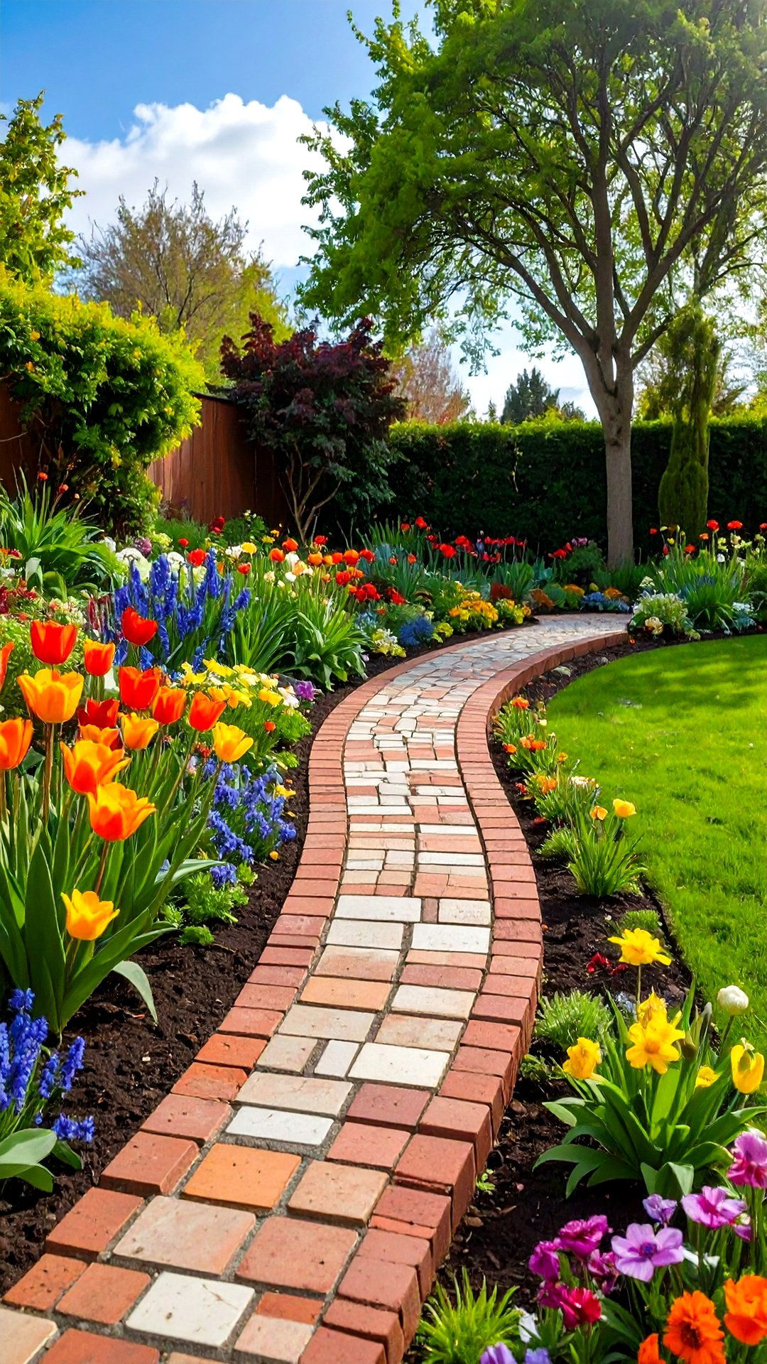 Brick Mosaic Edging Artful Detail - 25 brick edging ideas