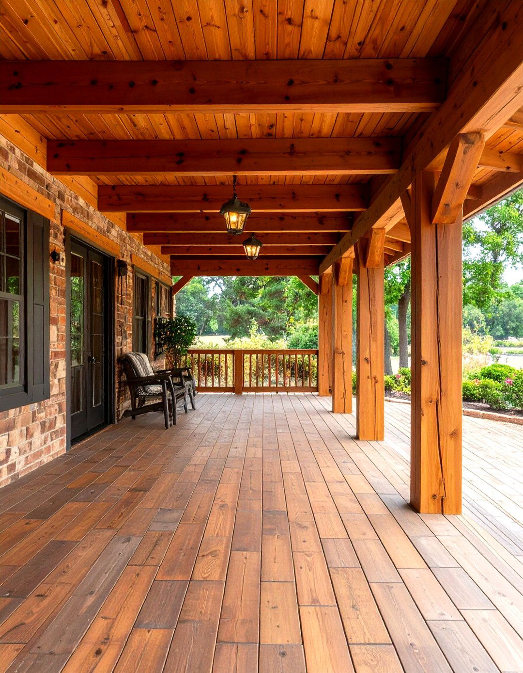 Brick Porch and Timber Beam Pairing for Rustic Warmth - 25 brick porch ideas