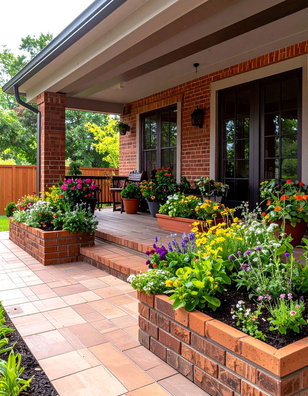 Brick Porch with Built In Planter Boxes - 25 brick porch ideas