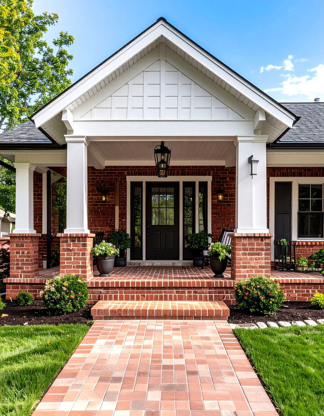 Brick Porch with Contrasting White Mortar Joints - 25 brick porch ideas