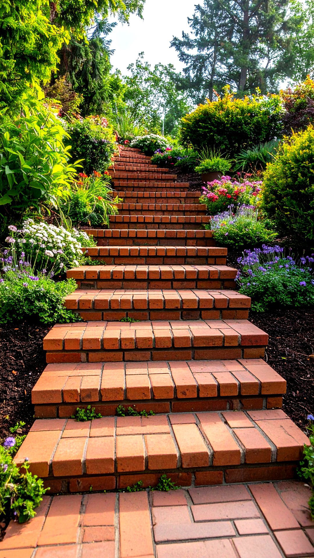Brick Steps Through a Slope - 25 brick landscaping ideas