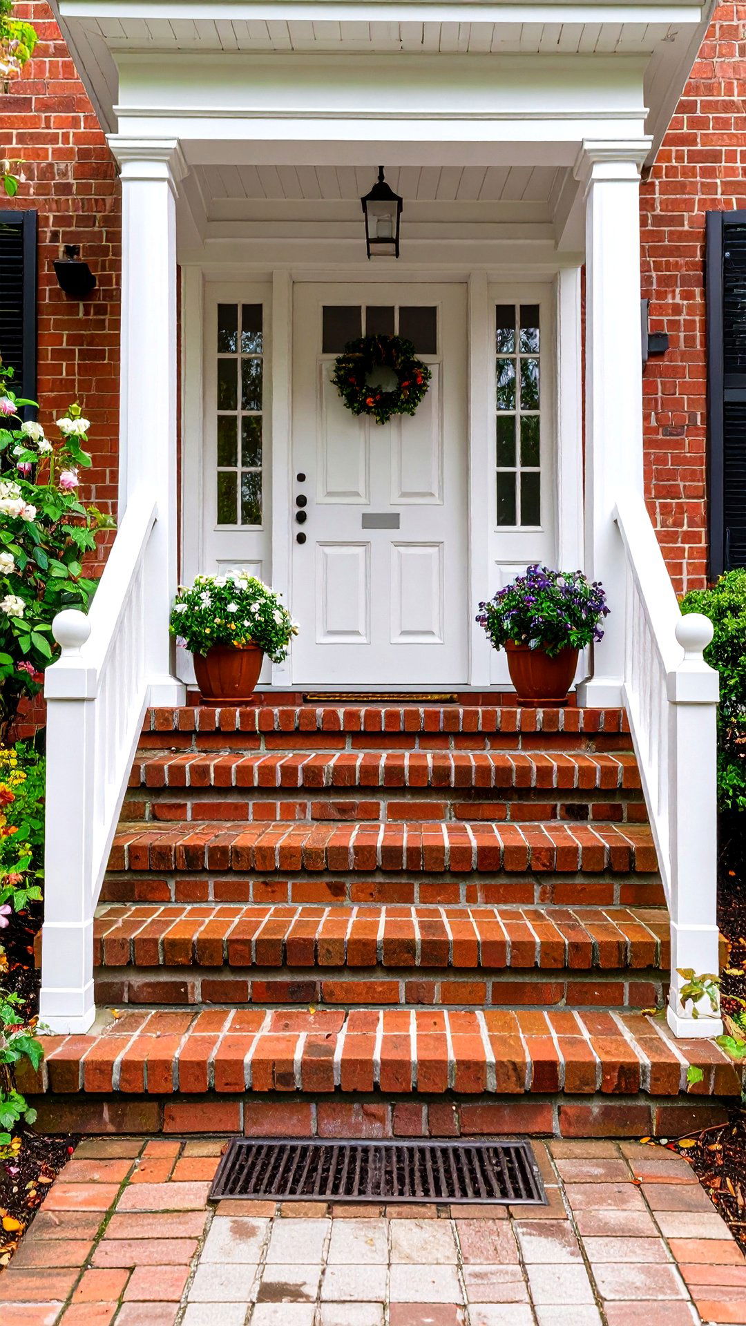Brick Stoops With White Risers Ground the Entrance - 25 colonial front porch ideas
