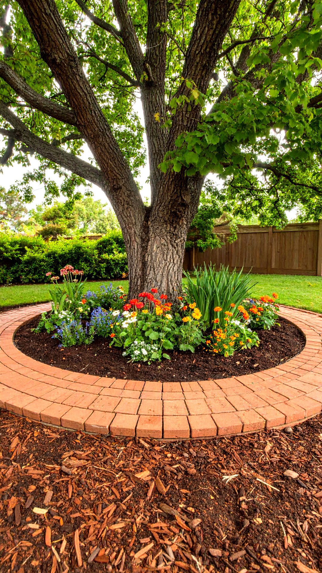 Brick Tree Ring Planter - 25 brick landscaping ideas