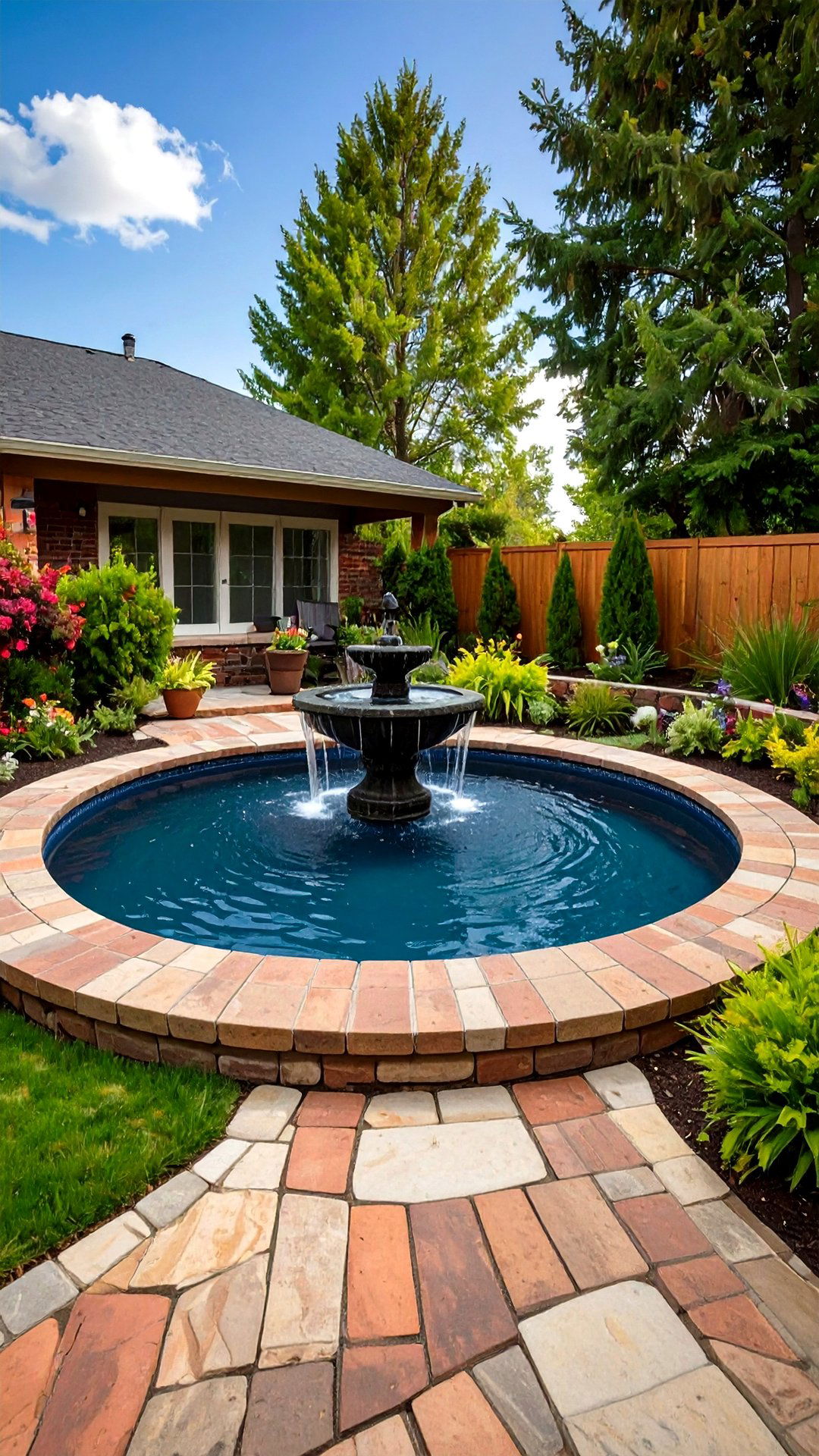Brick Water Feature Surround - 25 brick landscaping ideas